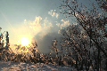雨氷と夕焼け