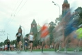 Runners in front of Kremlin on marathon