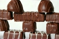 Closeup of wall of sweet chocolates box turn around