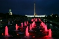 illuminated fountains on Poklonnaya Hill, obelisk and church