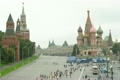 Peace marathon participants in front of Saint Basil's Cathedral