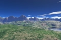 Flight over the earth to mountains