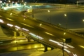 Piece of high-speed highway in the night. Moscow, Russia. Time Lapse.