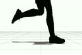 Feet of the running sportsman. Black on white.