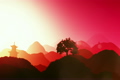 Magical Oriental Sunset over Mountains 02
