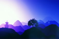 Magical Oriental Sunset over Mountains 04