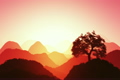Magical Oriental Sunset over Mountains 05