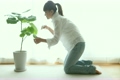 「観葉植物に水をあげる女の子」の映像素材 [2790926]